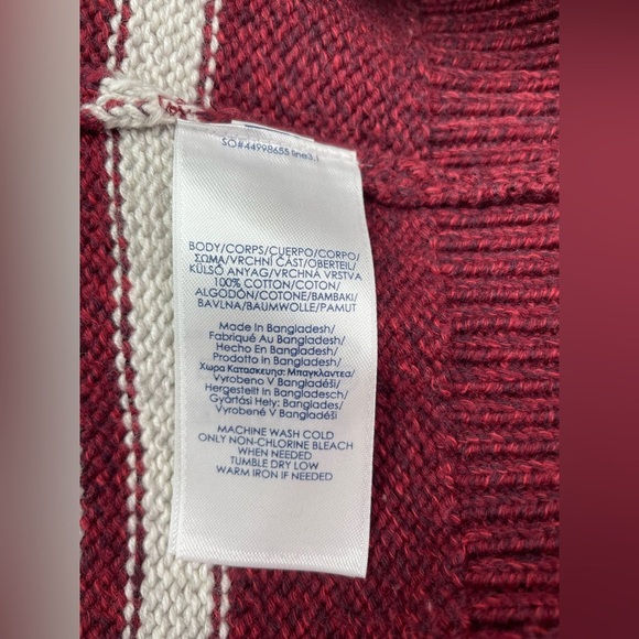 NWT Chaps Burgundy Striped Sweater 1/4 Zip Collar Size Medium - Picture 7 of 8